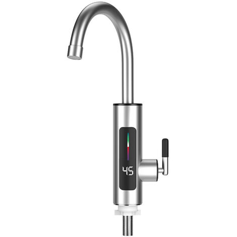 Robinet de chauffage robinet de chauffe - eau électrique instantané cuisine salle de bains robinet de chauffage rapide avec affichage numérique LED (acier inoxydable) (1/3)