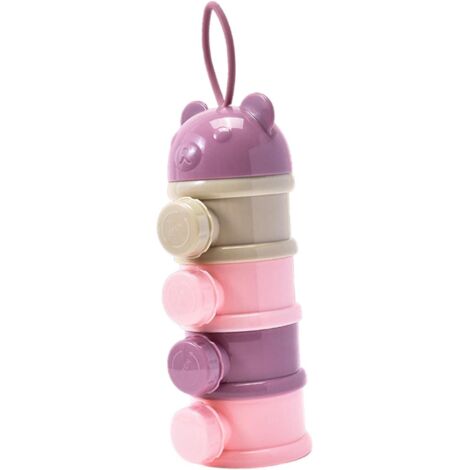 Distributeur Lait Poudre Portable, Boite Dosseuse Lait, Doseuse Poudre Lait, Boîtes Empilables Lait Poudre À Ouverture Latérale, Boîte Stockage Fruits Alimentaires Voyages L'Extérieur Violet (1/5)