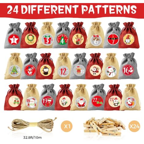 Calendrier de l'Avent à remplir, calendrier de Noël, à remplir, 24