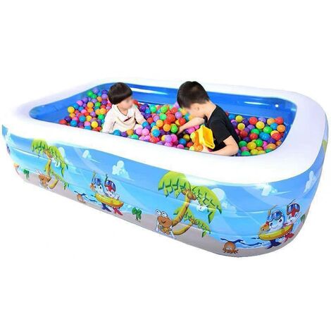 Piscine Gonflable Rectangulaire Pour Enfants Et Adultes - 200x150x50 Cm - Bleu Et Blanc - Idéale Pour Jardin, Plage, Fêtes D'Été - 8