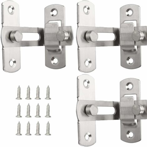 Serrure à moraillon de porte à 90 degrés, serrure à boucle de porte en acier inoxydable 3pcs, serrure coulissante de sécurité, verrou de porte, cadenas à bascule, serrure à angle droit pour porte et f (1/5)