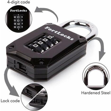 Lot De 2 Cadenas à Combinaison à 4 Chiffres Pour L'extérieur, étanche