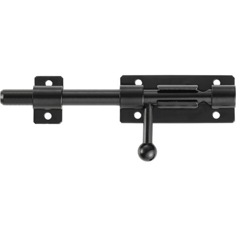 Serrure de porte de sécurité à pêne coulissant robuste avec trou pour cadenas, acier inoxydable 304 noir mat, longueur 6 pouces 160 mm, diamètre 14 mm. (8 pouces (200mm)-8 pouces 200mm (1/5)