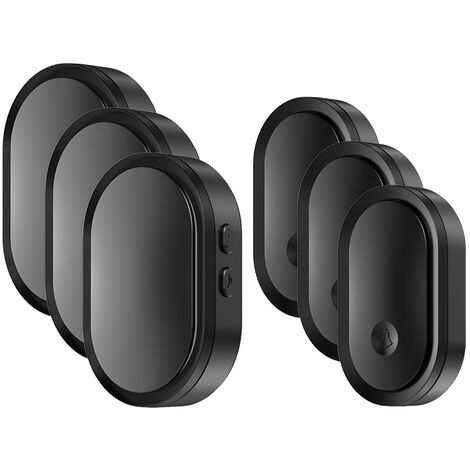 Sonnette LED intelligente pour la maison avec 3 sonnettes et 3 boutons, noir (1/5)