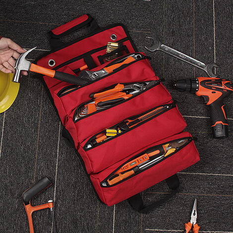 Rouleau d'outils en cuir, sac de rangement de kit d'outils en cuir, sac de  kit en cuir multifonctionnel réparation de vélo à
