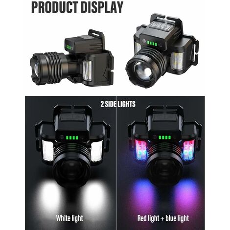 Xhp50+2*Xpg+2*Red Lumière 1200lumen Lampe ontale LED puissante de type C avec détection d'onde - Chine Phare, éclairage LED