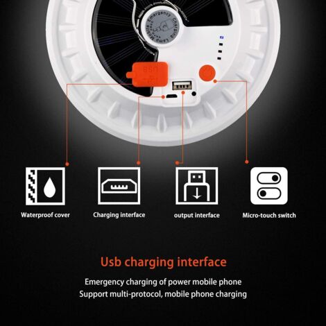 Lanterne Solaire De Camping Asaeh - Rechargeable USB-C Et Solaire - Pliable - 3 Modes - Étanche - Rouge