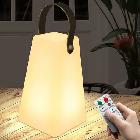Lampe de bureau sans fil Rgb dimmable Lampe de bureau portable avec  télécommande 8 rubans pour l'extérieur, le jardin, le salon, le patio,  lanterne d'intérieur carrée