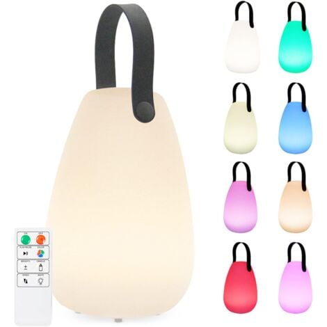 Lampe de table rechargeable pour l'extérieur Led 8 couleurs Dimmable Lampe de table sans fil avec télécommande, 4 niveaux de gradation, Ip44 Waterproof pour chambre à coucher jardin