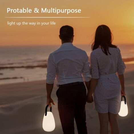 Lampe de table rechargeable pour l'extérieur Led 8 couleurs Dimmable Lampe de table sans fil avec télécommande, 4 niveaux de gradation, Ip44 Waterproof pour chambre à coucher jardin