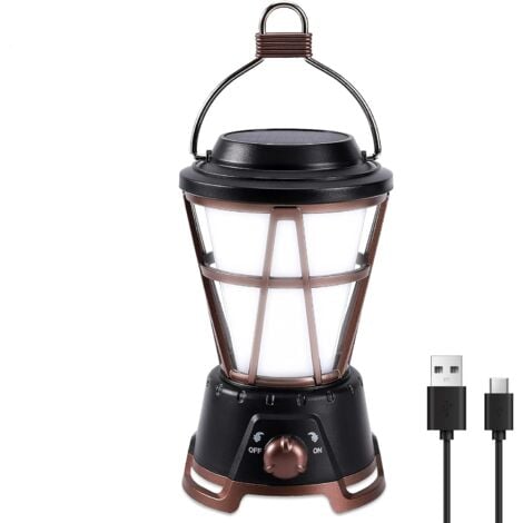 Lampe de Camping Lanterne LED Rechargeable Multifonction Lanterne  d'exterieur portable avec Poignée noir