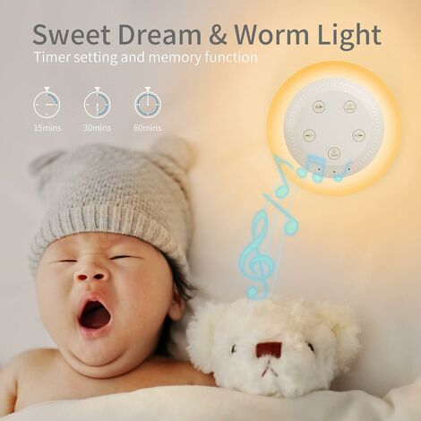 Machine à bruit blanc avec veilleuse pour bébé, 24 sons apaisants