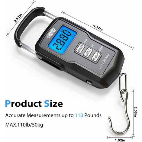 Balance à Poisson Numérique HEETA - Jusqu'à 50kg/110lb - LCD Rétroéclairé - Portable