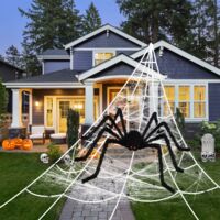 Toile D'araignée Géante Halloween - Déco Extérieure Effrayante Avec Araignée Réaliste Pour Maison Et Jardin