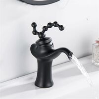 Laiton Vintage Bassin Robinet Salle De Bains Européenne Mitigeur Eau Chaude Et Froide Évier Mitigeurs,noir