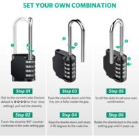 Cadenas à Combinaison 4 Chiffres – Acier Inoxydable, Mot De Passe Caché, Pour Casier, Portail, Garage