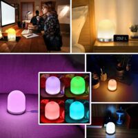 Veilleuse LED Amouhom Lampe De Chevet Tactile Rechargeable Avec Télécommande - 13 Couleurs Et Luminosité Réglable Pour Chambre Bébé