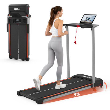Klappbares Laufband mit 9 % Steigung für Zuhause, 1–12 km/h, LED-Display, App-Kompatibilität (EQI Sports/Zwift/Kinomap), Bluetooth-Audio, 2,5-PS Leisemotor, 38×100 cm Lauffläche & Sicherheits-Key, Bis
