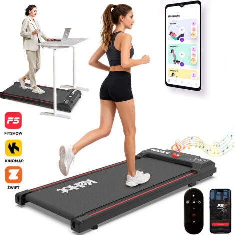 3-in-1 Walking & Jogging Pad für Zuhause und Büro, Leises Laufband mit App-Steuerung, LED-Display, Bluetooth-Musik, 6 km/h, 5-Schicht Dämpfung & Platzsparendem Design--Rosa--Schwarz (1/5)