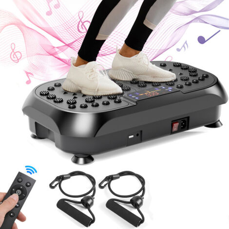 4D Vibrationsplatte mit 99 Stufen & 200W, Leiser Heimtrainer mit Oszillation, LED-Display, Fernbedienung und Expanderbändern, Rutschfeste Standfläche, Ideal für Training Zuhause bis 120 kg