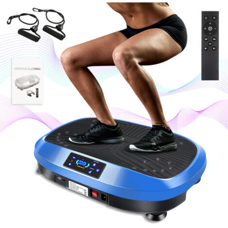 Vibrationsboard für Ganzkörpertraining, 200W Motor mit 120 Intensitätsstufen & 3 Vibrationszonen, LCD-Display, inkl. Expanderbändern und Fernbedienung