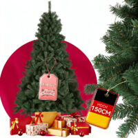 Künstlicher Weihnachtsbaum aus PVC mit Metallständer – Naturgetreuer Tannenbaum mit Grünem Stamm, Dichte & Schwer Entflammbare 900 Zweige für Festliche Deko-150cm