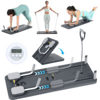 4-in-1 Pilates-Board mit LED-Zähler, Widerstandsband, Bauchmuskelrolle und Ellenbogenstützen – Klappbares Multifunktionales Trainingsboard für Zuhause & Fitnessstudio, Kompakt und Stabil