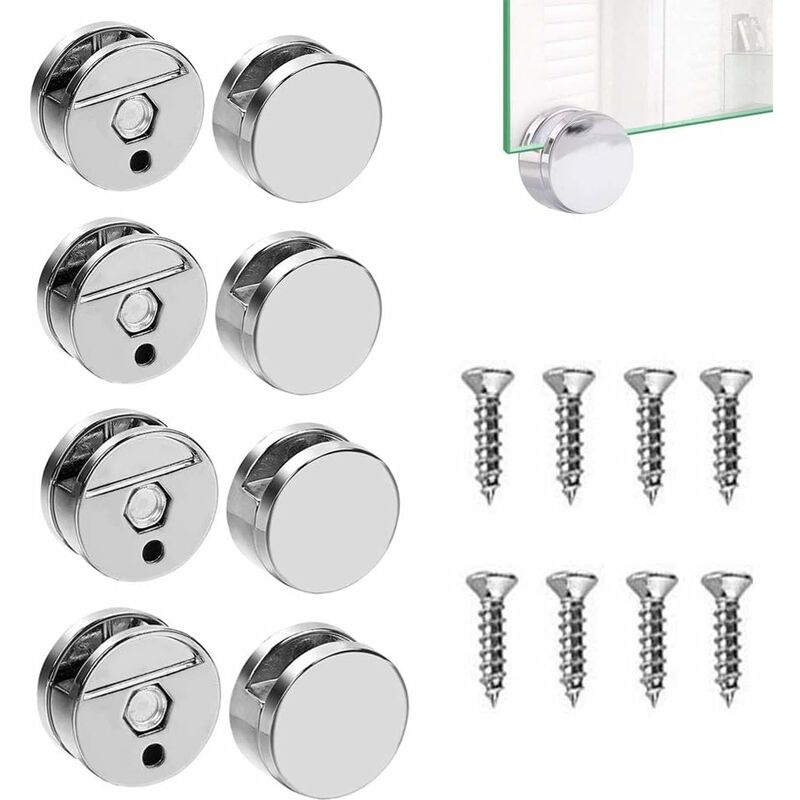 4 Sets (16 Pieces) Spring Loaded Mirror Hanger Clips Set Unframed Mirror  Mount Clips with Screws and Rawl Plugs