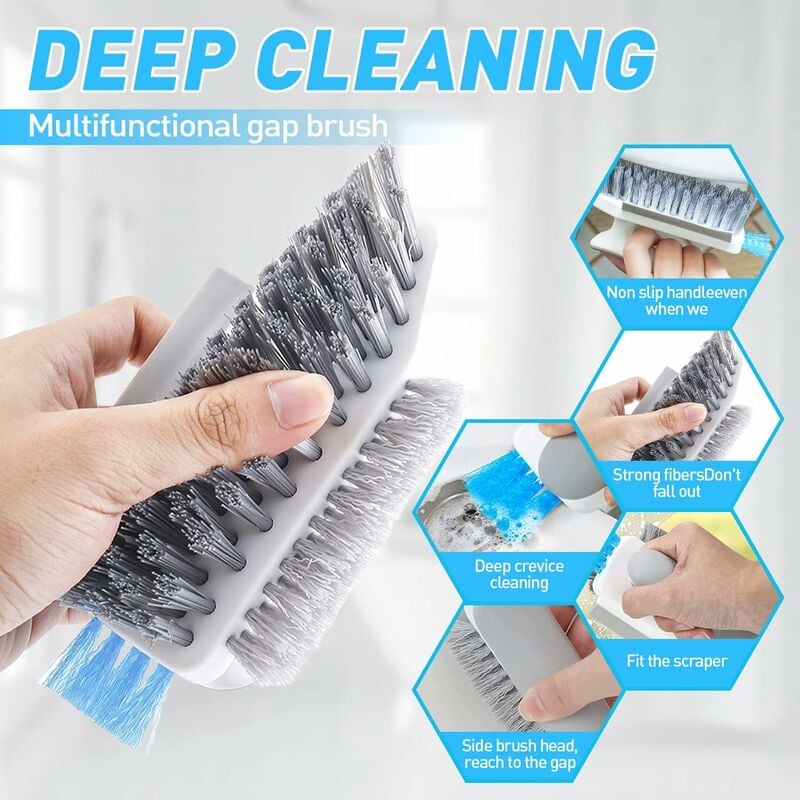 2pcs Seams Cleaning Brush Kit, Wall Corner Window Kitchen Bathroom  Countertop Tile Floor Gap Brush, Long Handle Design With Hair Clip Feature,  Multi-purpose Cleaning Tool