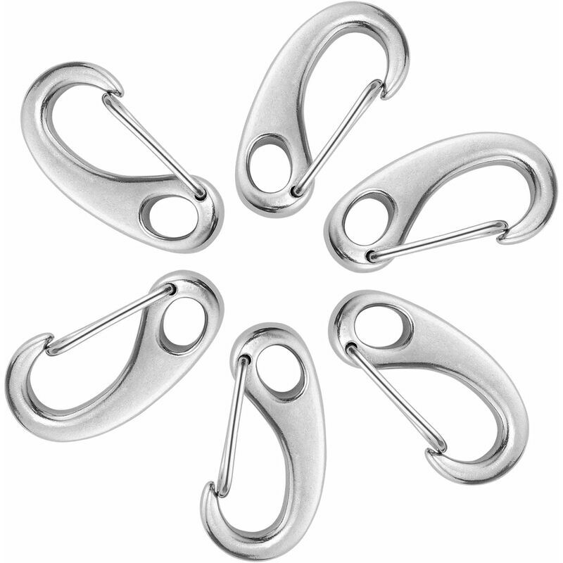 6pcs Stainless Steel Spring Snap Hook Carabiner, Small Carabiner, Stainless  Steel Clips For Flags Cl