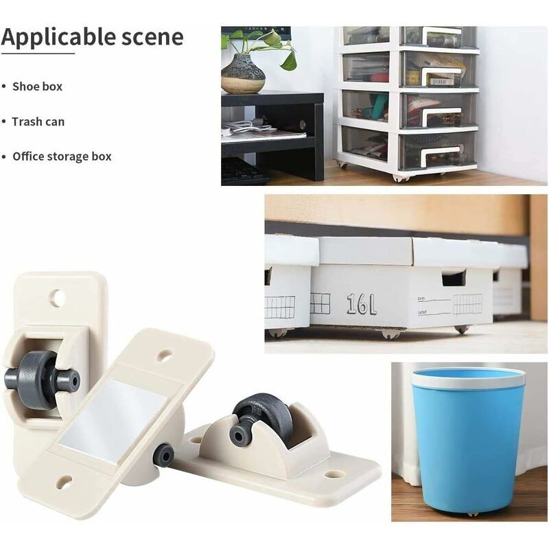 8pcs Appliance Slides, Mini Adhesive Swivel Casters Wheels Ball Bearing  Roller/Mover for Furniture Kitchen Appliance Storage Box Trash Can