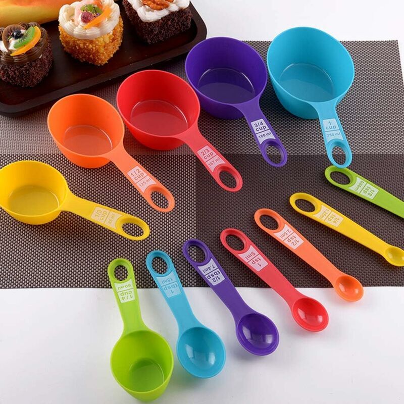Measuring Cups and Spoons Set 304 Stainless Steel, 7 PCS Heavy Metal Cups,7  Round Spoons with Handle, for Dry or Liquid Ingredient Tsp/ML
