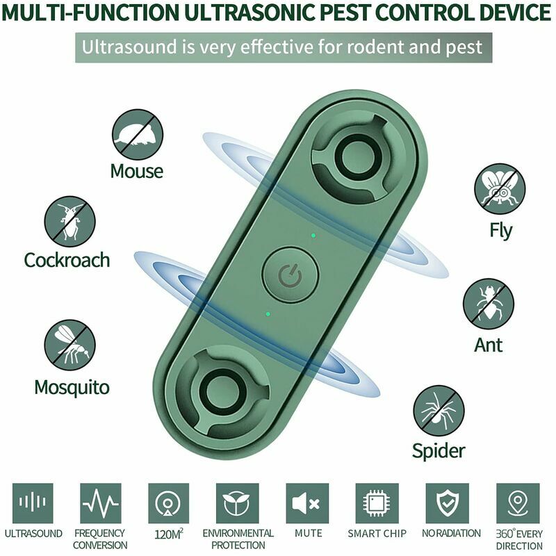 2x Pest Away Rodent & Insect Repeller Smart Ultrasound Technology