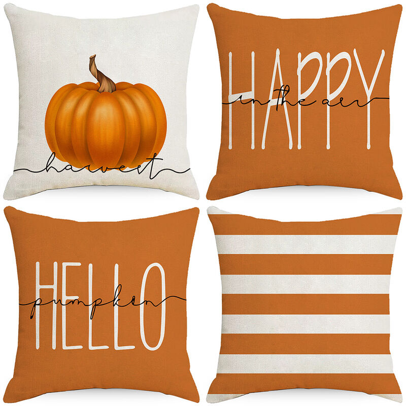 Fall Pillow Covers Green Orange Throw Pillows Cover 18x18 Set of 4 Outdoor  Fall Decorations, Pumpkin Farmhouse Pillow Case for Sofa Couch Thanksgiving  Decorations Fall Decor 