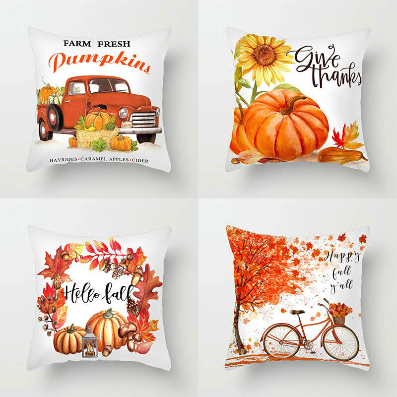 Fall Decor Pillow Covers 18x18 Set of 4 Pumpkin Truck Farmhouse Decorations  Fall Outdoor Pillow Covers Hello Fall Throw Cushion Case Fall Thanksgiving  Decorative Pillows for Couch Sofa 