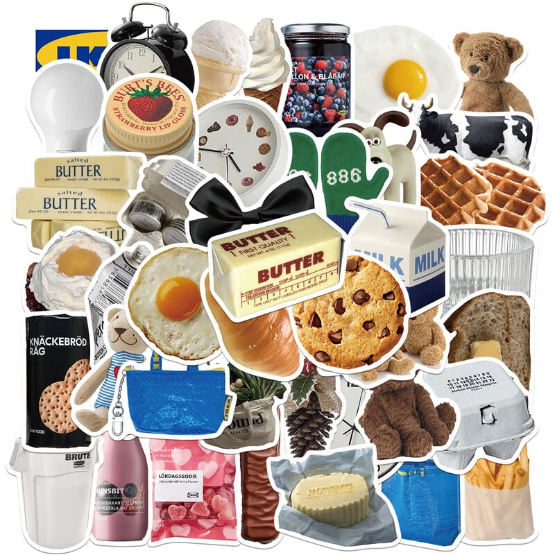 50 Pack Cute Water Bottle Stickers, Waterproof, Aesthetic and