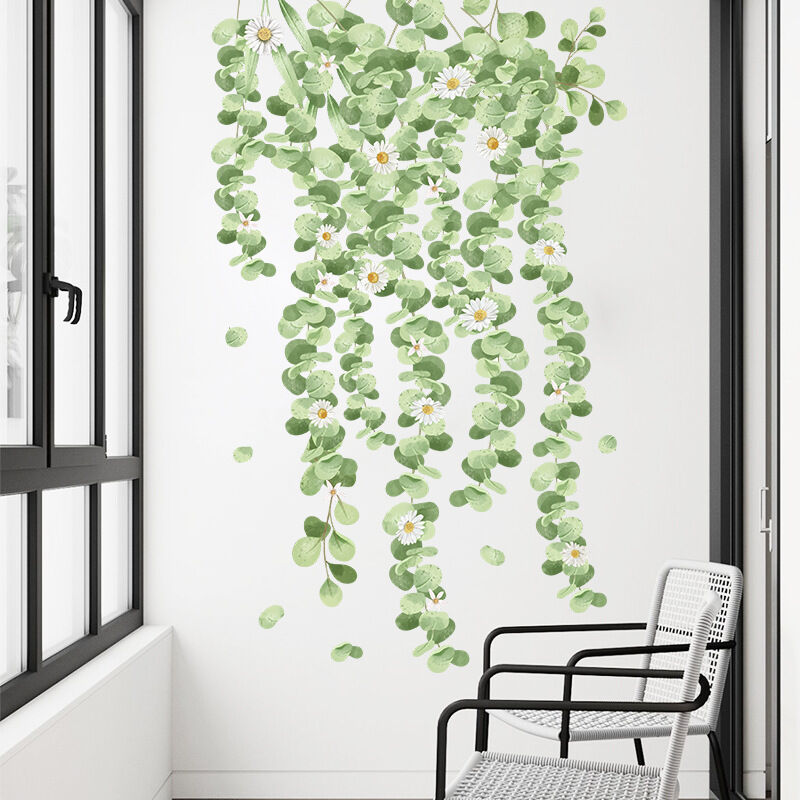 Decalmile Hanging Green Leaves Wall Decals Ivy Vine Plants Wall Stickers  Living