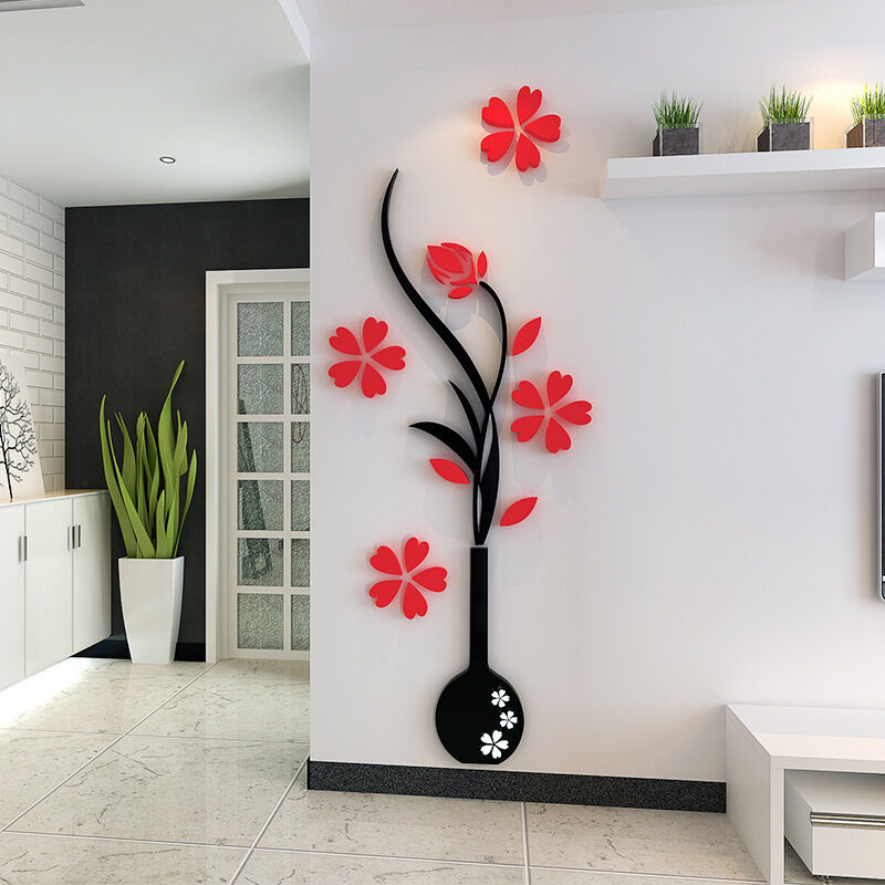 3D Rattan Flower Murals for Living Room Bedroom Sofa Tv Backdrop Wall  Background, Originality Stickers Gift, Wall Decoration Sticker (150(H) x  60(W) cm)