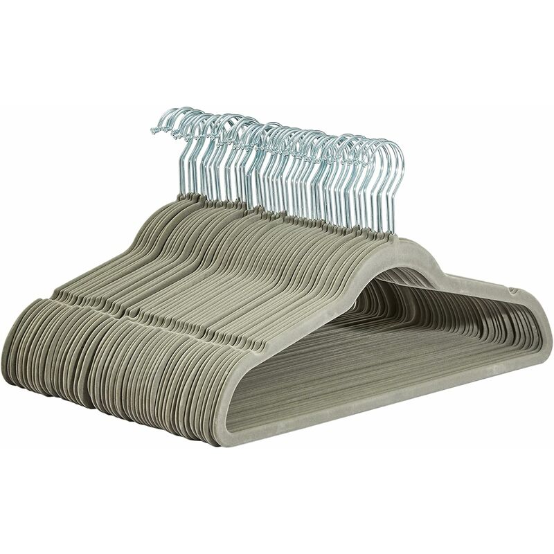 10 Pack Hangers, Heavy Duty Plastic Hangers, Non-slip, Space Saving, 0.6cm  Thickness, 360 Swivel Hook, 42cm Length, Gray