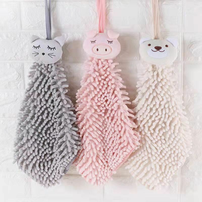 Cute Hand Towels,2Pack Cartoon Animal Bathroom Towels,Creative Pink And  White Children Hand Towel, Microfiber Thick Coral Fleece Absorbent Hand  Towel