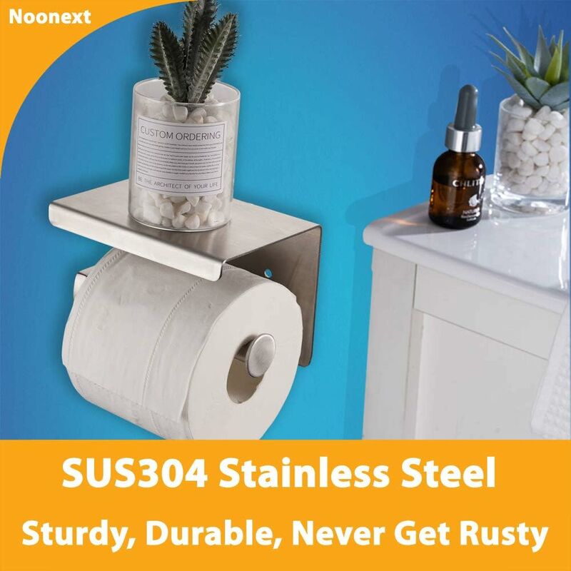 Noonext double toilet paper holder with phone shelf, dual roll