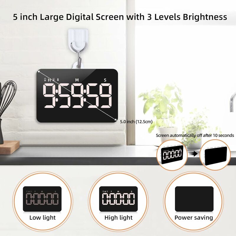 AIMILAR Digital Kitchen Timer Clock - Big Screen Countdown Cooking Timers  Magnetic with Loud Alarm for Kids Seniors Homework Classroom Yoga Office