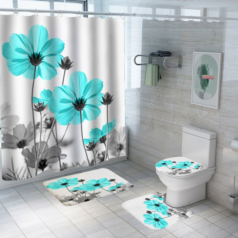 Wildflowers Shower Curtain Floral Border Herbal Shower Curtains Plant Shower  Curtain Waterproof Bathroom Shower Curtains Decor With 12 Hooks 