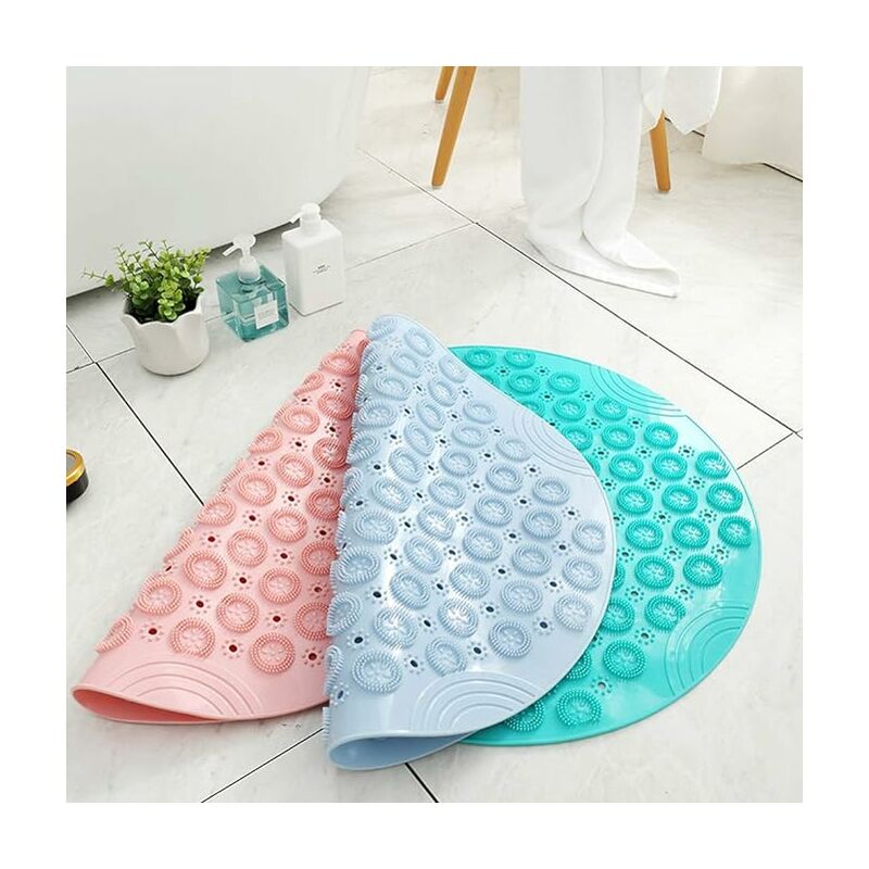 Apricot Colored Soft And Safe Silicone Anti-slip Bath Mat For Shower With  Suction Cups And Drain Holes. Suitable For Children And The Elderly. Non-toxic  And Machine Washable.