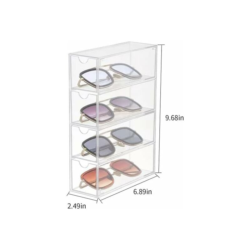 Glasses Storage Box 4 Layers Acrylic Organizer Cosmetics Makeup Organizer  Storage Drawers Pen Case Stackable Display Holder