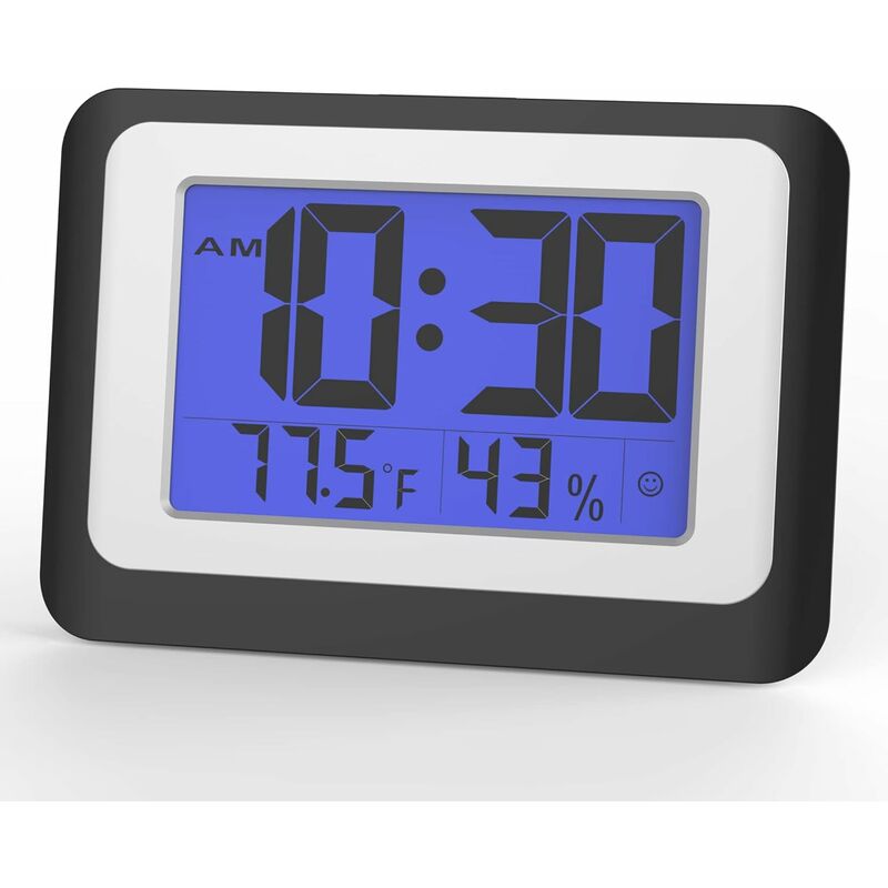 1pc Mini Digital Travel Alarm Clock,LCD Design Indoor Thermometer  Hygrometer,Music Alarm,Calendar Display,12/24H,Snooze Backlight for  Bedside,2*AAA Batteries Operated (Not Included)