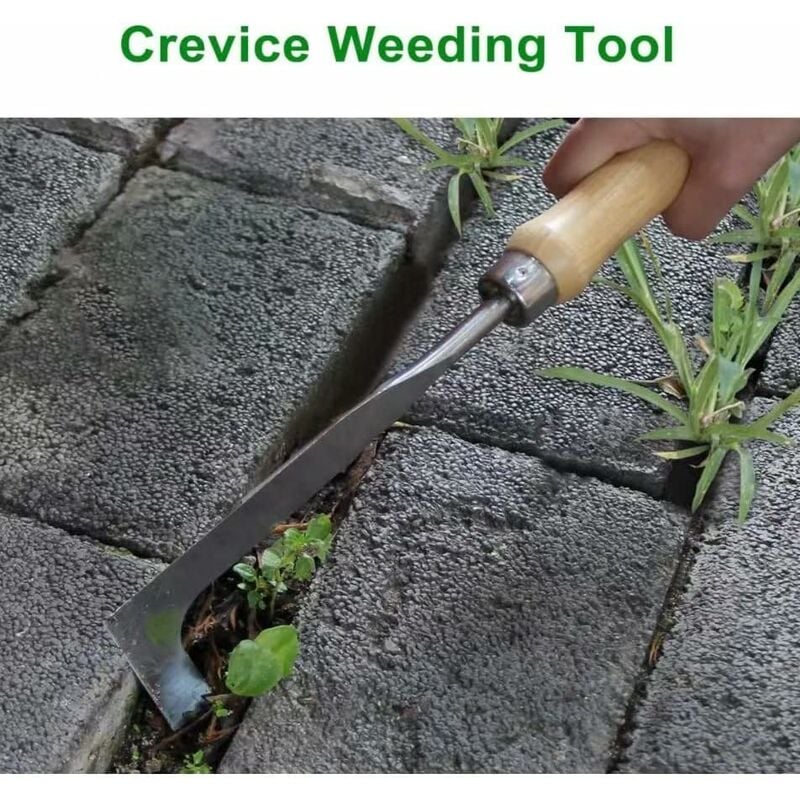 9 Crack Weeder - Stainless Steel Garden Crevice Weeding Tool for Yard,  Moss Removal, Lawn Edger, Complete with Crevice Cleaning Brush 