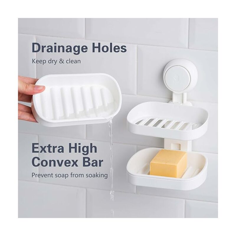 2 Pieces Suction Cup Soap Dish With Drainage, Bathroom Shower Soap Dish,  Kitchen Plastic Sponge Holder, Leaf Shaped Soap Dish, Easy Dry Cleaning And  D