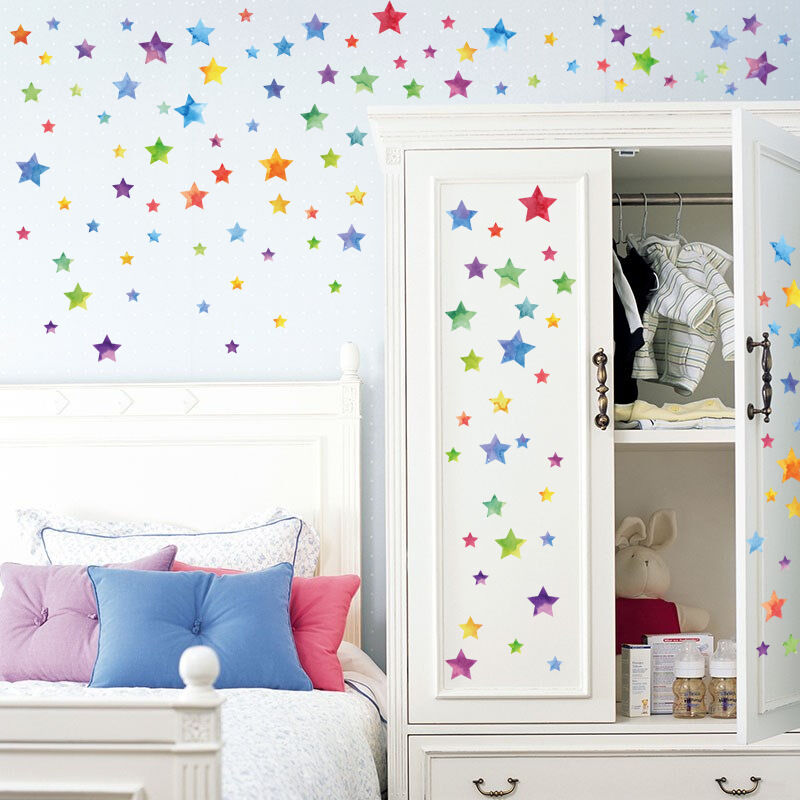 Yeaqee Rainbow Wall Decals Removable Star Butterfly Heart Wall