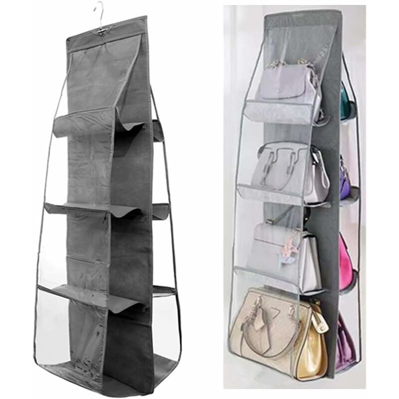 Livingandhome 4 Tiers Beige Hanging Handbag Purse Storage Closet